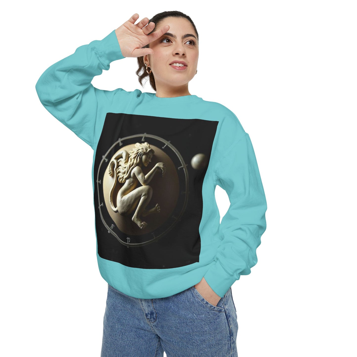 Garment-Dyed Sweatshirt, Unisex, Space Symbol Design, Virgo
