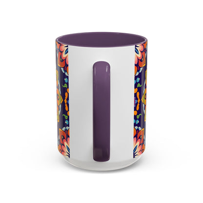 Accent Coffee Mug, Virgo, Zodiac v4. Flower Pattern, (11, 15oz)