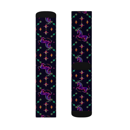 Sublimation Socks, Capricorn, Zodiac v3, Jewel Pattern