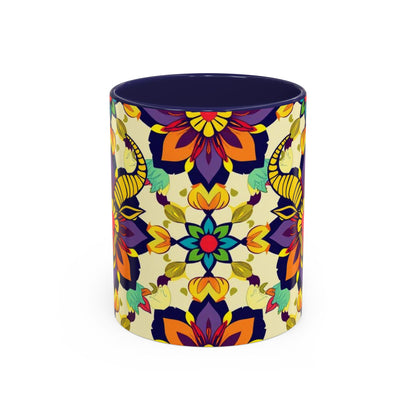 Accent Coffee Mug, Taurus, Zodiac v3. Flower Pattern, (11, 15oz)
