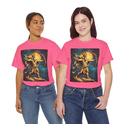 Unisex Heavy Cotton T-Shirt, Midnight Arrow v1, Sagittarius Zodiac Design