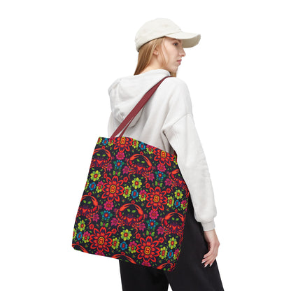 Tote Bag, (AOP), Cancer, Zodiac, Flower Pattern