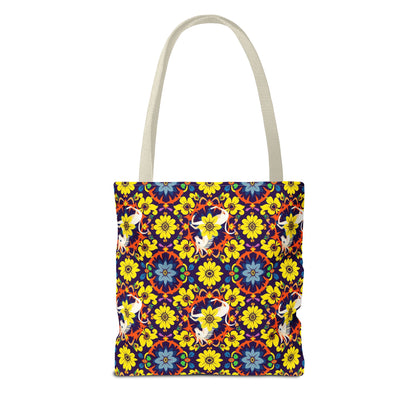 Tote Bag (AOP), Aquarius, Zodiac v1, Flower Pattern