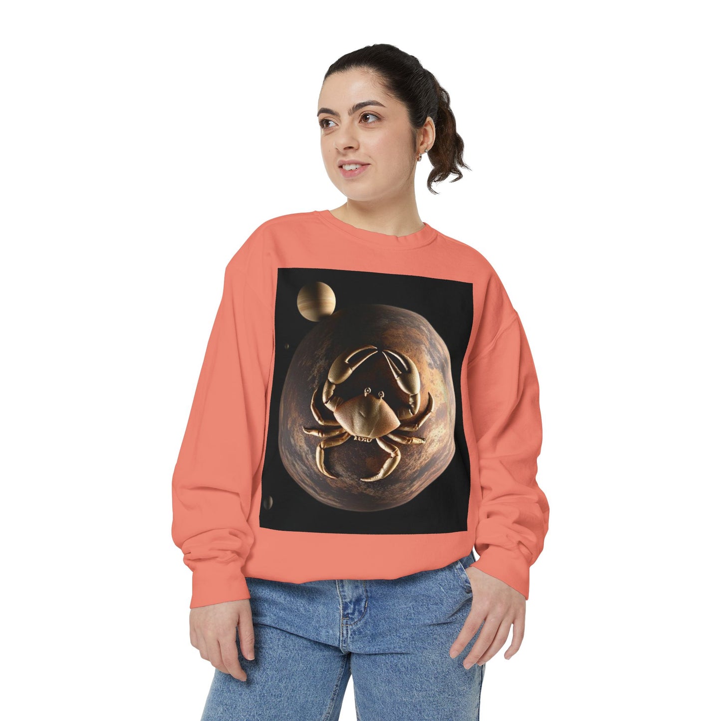 Garment-Dyed Sweatshirt, Unisex, Space Animal Design v1, Cancer