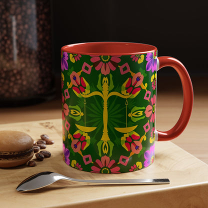Accent Coffee Mug, Libra, Zodiac, Flower Pattern, (11, 15oz)