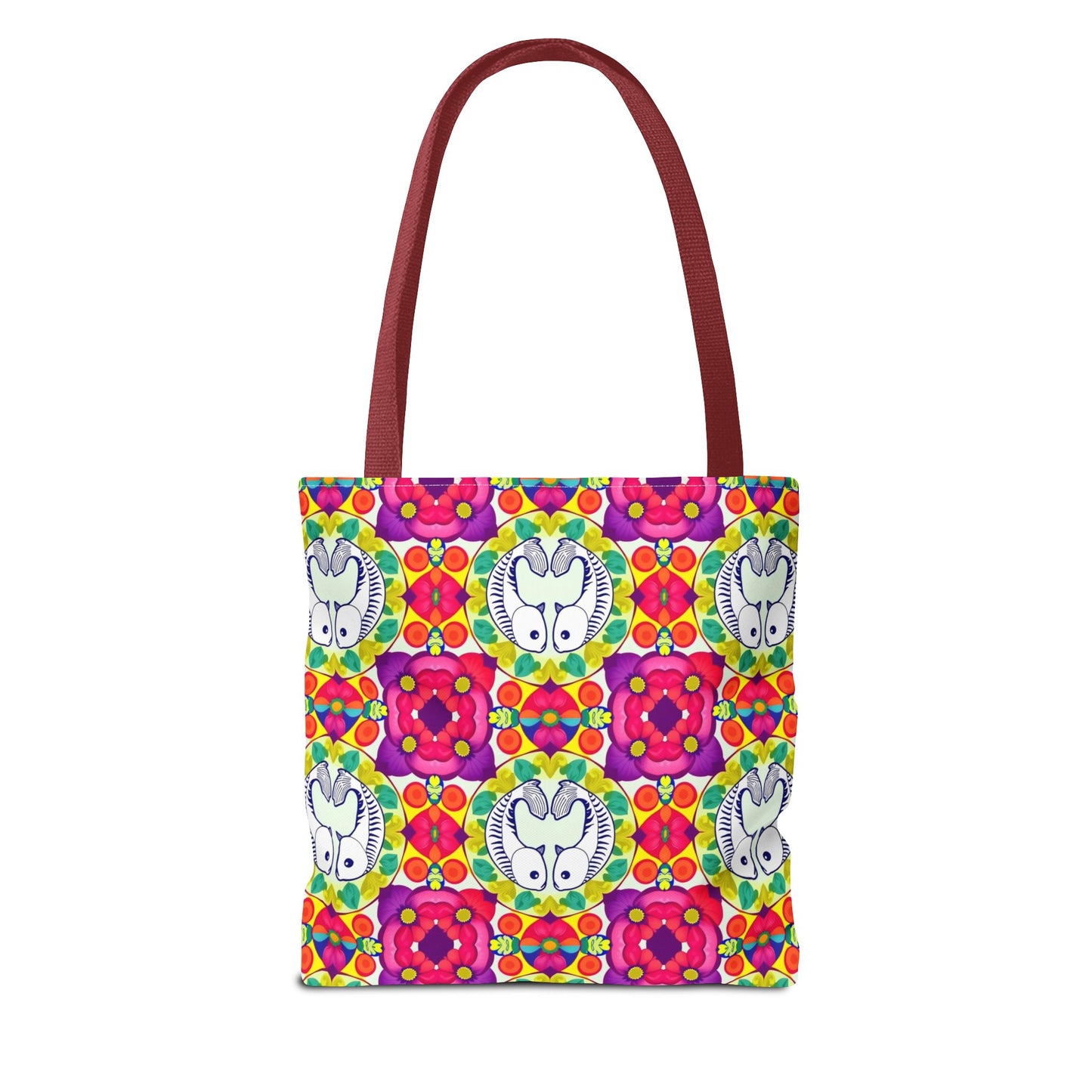 Tote Bag, (AOP), Pisces, Zodiac v4, Flower Pattern