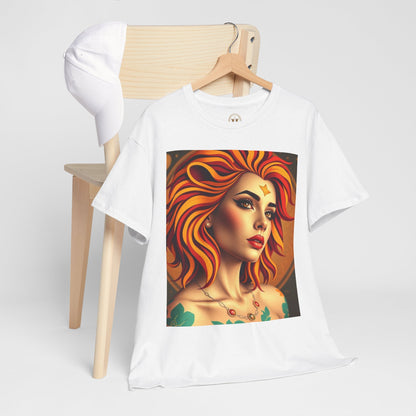 Unisex Heavy Cotton T-Shirt, Leo, Zodiac v3, Sexy Art