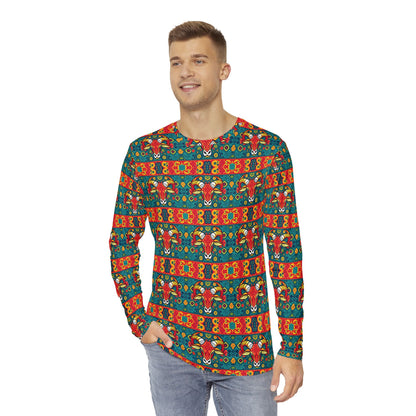 Men's Long Sleeve Shirt, (AOP), Taurus, Zodiac v4, Pattern