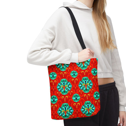 Tote Bag (AOP), Aries, Zodiac v1, Jewel Pattern