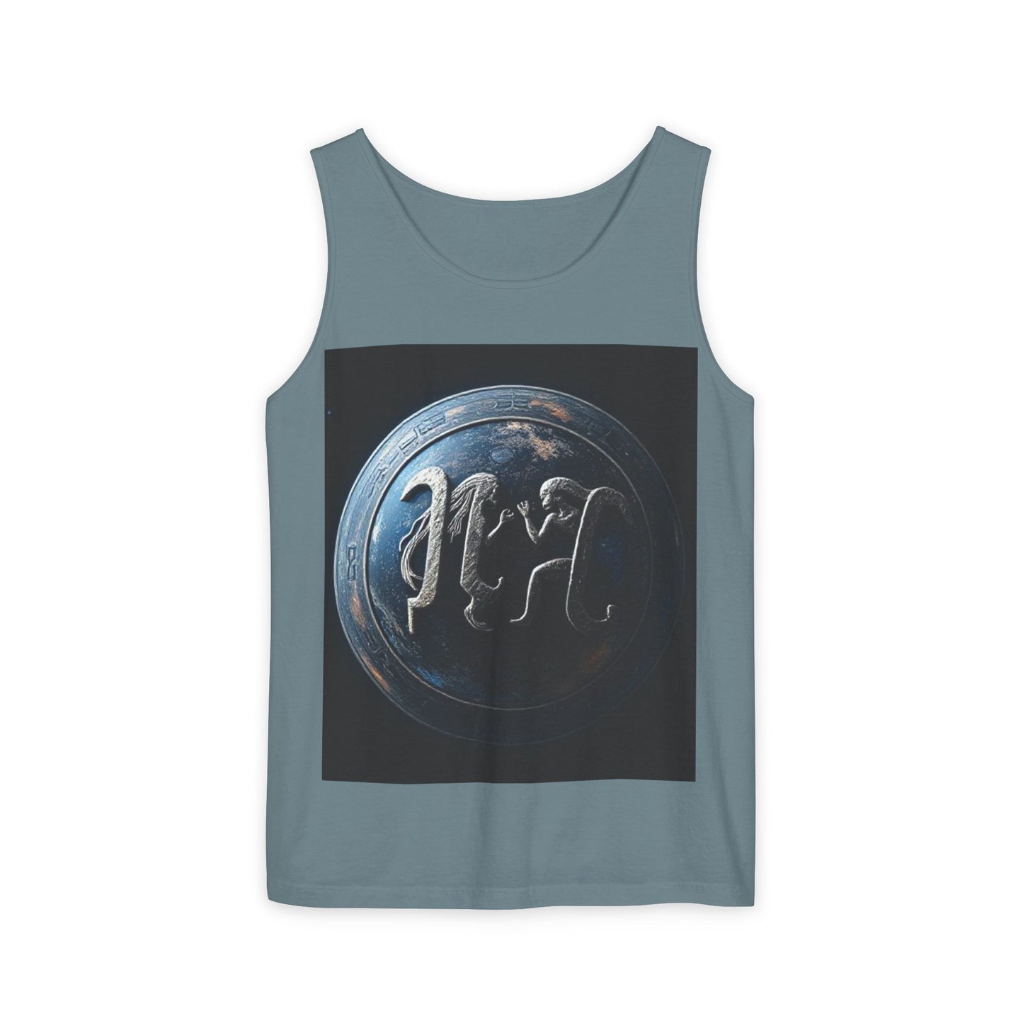 Unisex Garment-Dyed, Tank Top, Gemini Design, Space Symbol , 100% US cotton