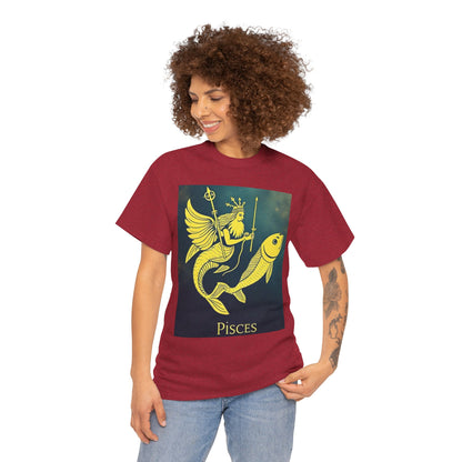 Unisex Heavy Cotton T-Shirt, Pisces Queen, Zodiac Design