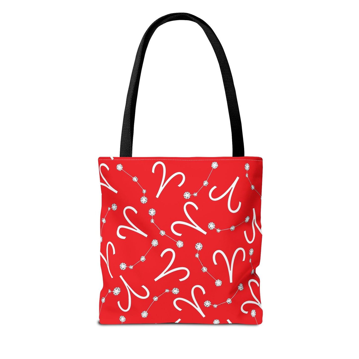 Tote Bag, Aries Zodiac Sign, AOP, (Red, White)