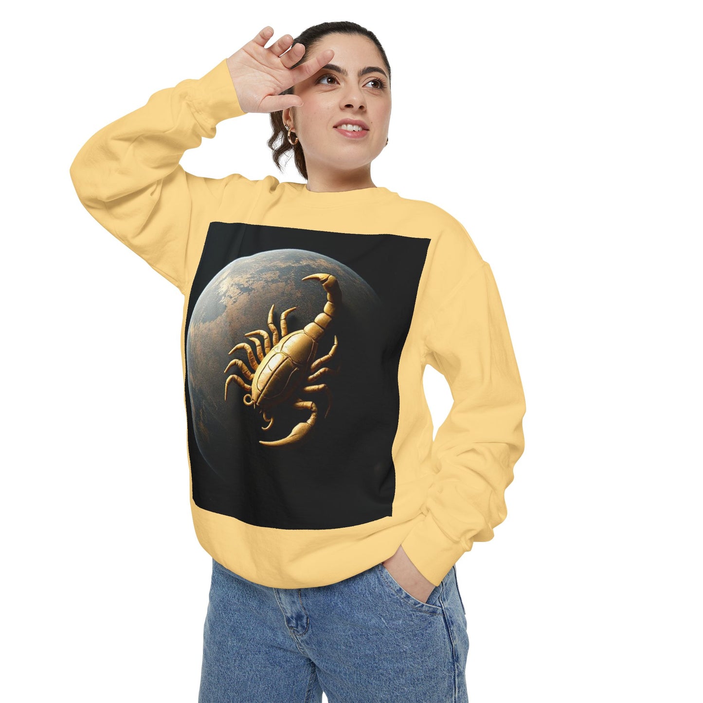 Garment-Dyed Sweatshirt, Unisex, Space Animal Design v1, Scorpio