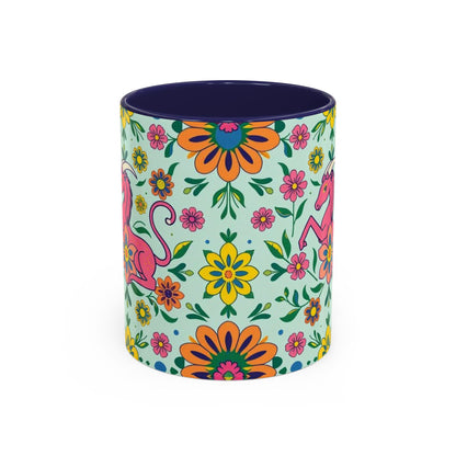 Accent Coffee Mug, Aquarius, Zodiac, Flower Pattern, (11, 15oz)
