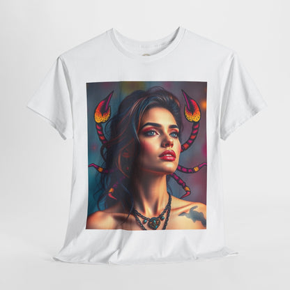 Unisex Heavy Cotton T-Shirt, Scorpio, Zodiac v2, Sexy Art