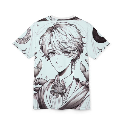 Unisex Cut & Sew T-Shirt (AOP), Anime Character, Cancer Zodiac Design, Regular fit, 100% Polyester