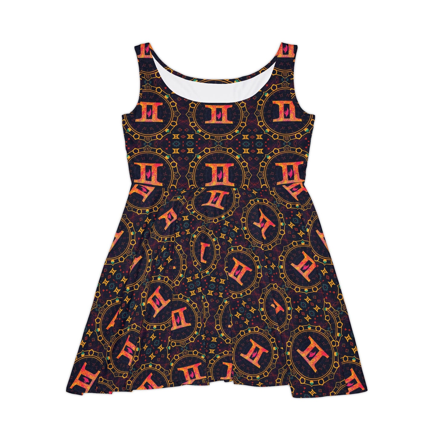 Women's Skater Dress, AOP, Zodiac v1, Gemini, Pattern