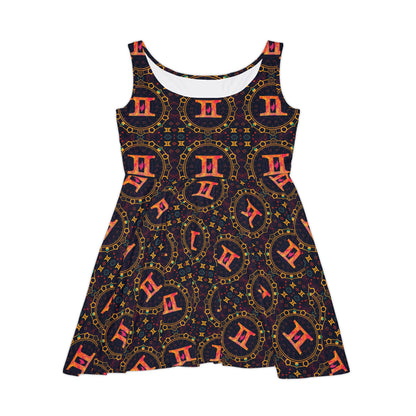 Women's Skater Dress, AOP, Zodiac v1, Gemini, Pattern