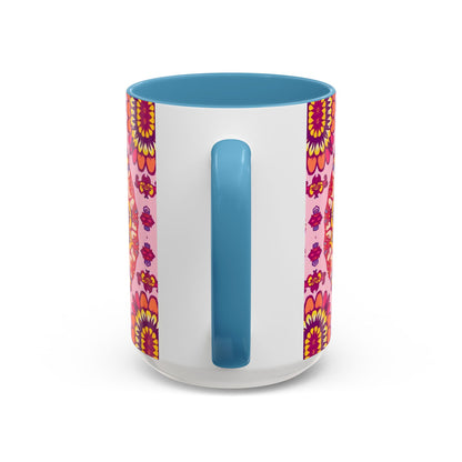 Accent Coffee Mug, Capricorn, Zodiac v3, Flower Pattern, (11, 15oz)