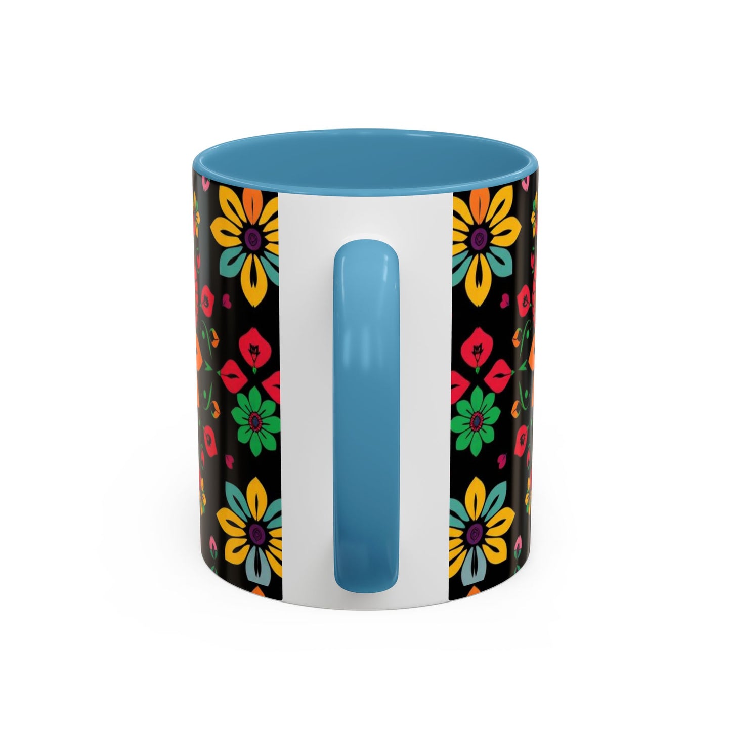 Accent Coffee Mug, Aries, Zodiac v3, Flower Pattern, (11, 15oz)
