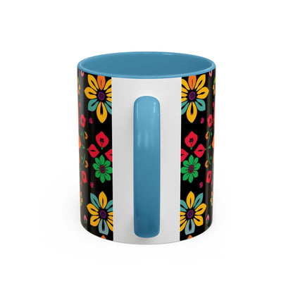Accent Coffee Mug, Aries, Zodiac v3, Flower Pattern, (11, 15oz)
