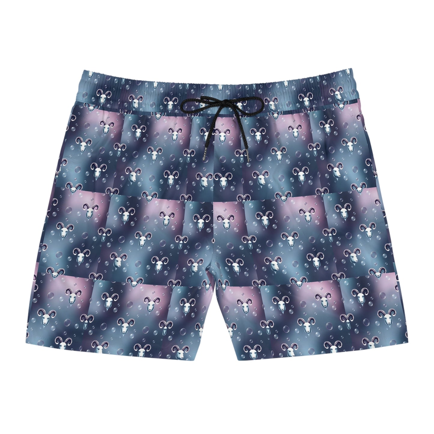 Men's Mid-Length Swim Shorts, (AOP), Aries, Zodiac v3, Bubble Pattern