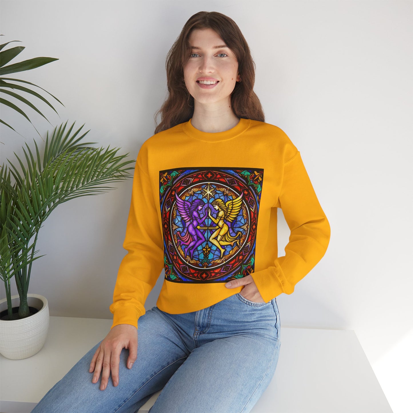 Unisex Heavy Blend™ Crewneck Sweatshirt, Glass, Gemini Zodiac Design