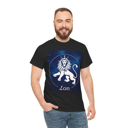 Unisex Heavy Cotton T-Shirt, Space Lion, Leo Zodiac Design