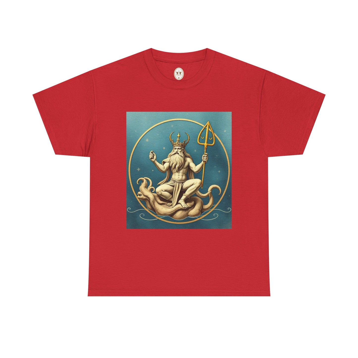 Unisex Heavy Cotton T-Shirt, Aquarius God 3v, Zodiac Design
