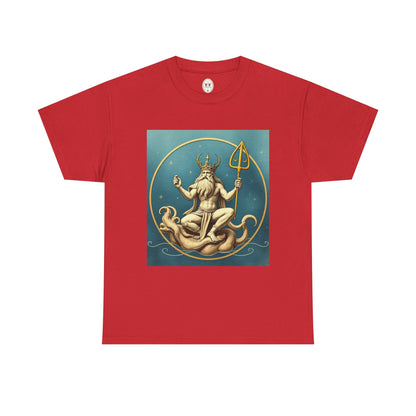 Unisex Heavy Cotton T-Shirt, Aquarius God 3v, Zodiac Design