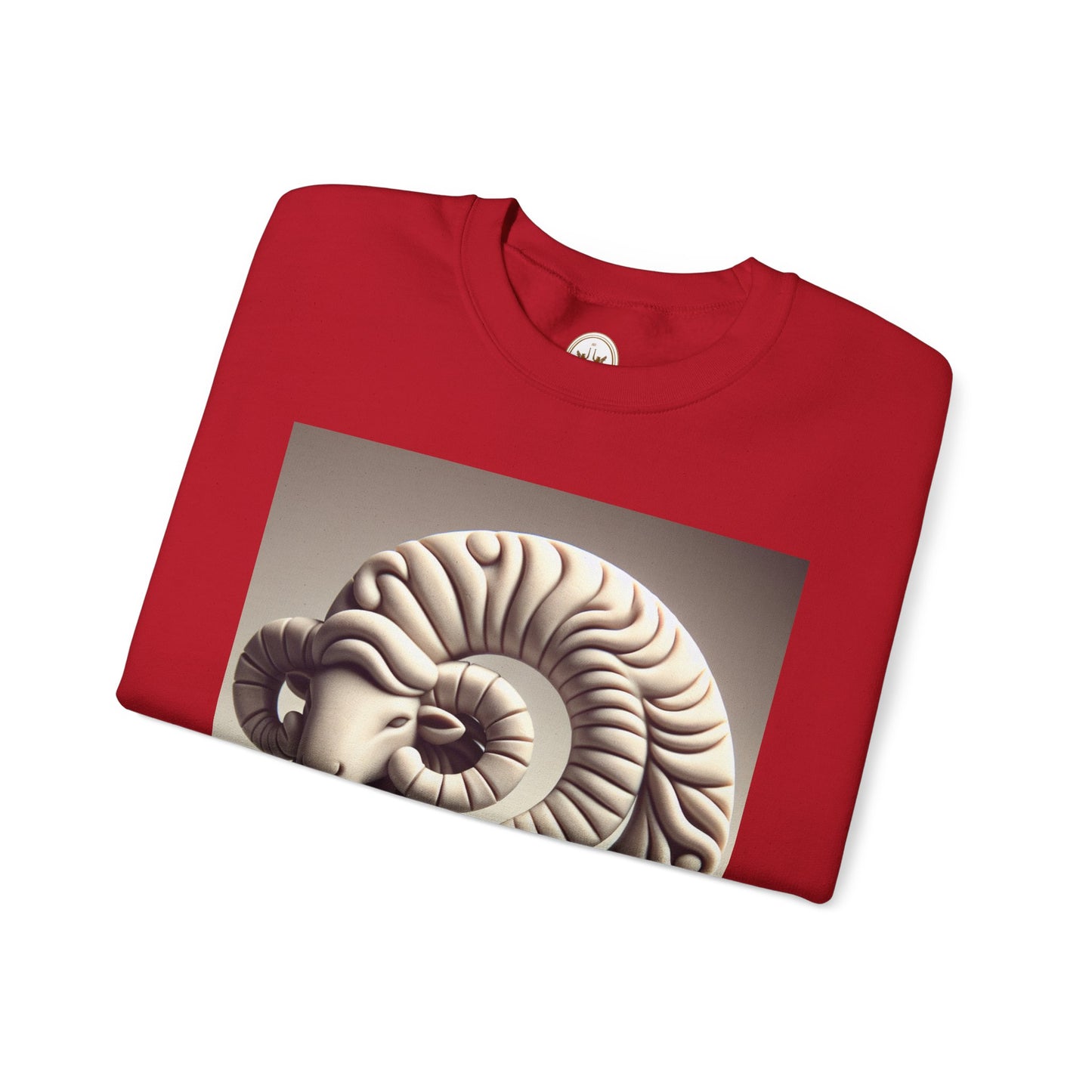 Unisex Heavy Blend™ Crewneck Sweatshirt, Round Statue, Aries Zodiac Design
