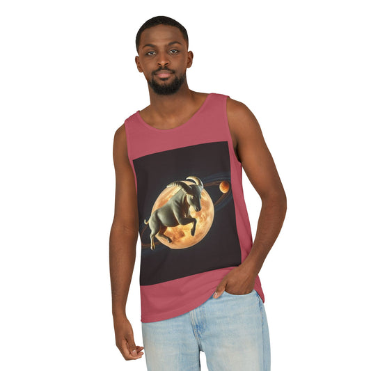 Unisex Garment-Dyed, Tank Top, Taurus Design, Planet Animal, 100% US cotton