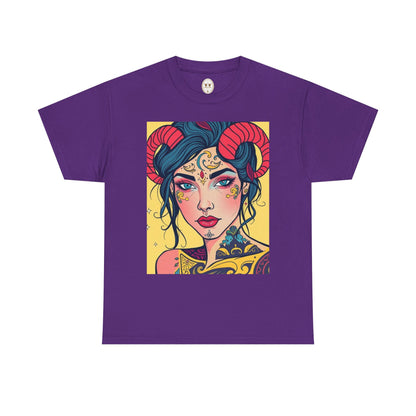 Unisex Heavy Cotton T-Shirt, Aries, Zodiac, Sexy Art