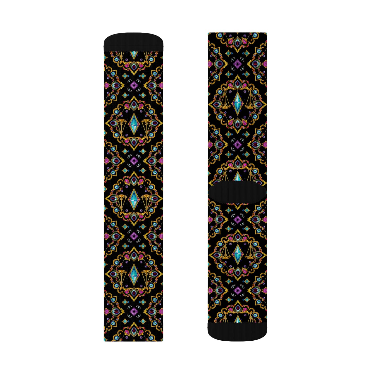Sublimation Socks, Libra, Zodiac v3, Jewel Pattern