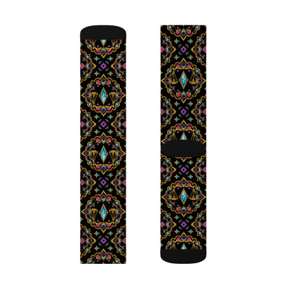 Sublimation Socks, Libra, Zodiac v3, Jewel Pattern