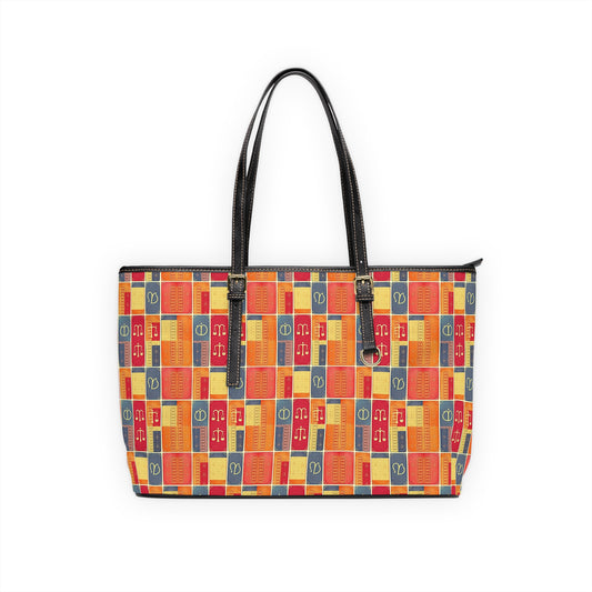 Leather Shoulder Bag, Libra, Zodiac v4, Shapes Pattern