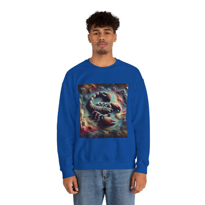 Unisex Heavy Blend™ Crewneck Sweatshirt, Trippy Mist Scorpion, Scorpio Zodiac Design
