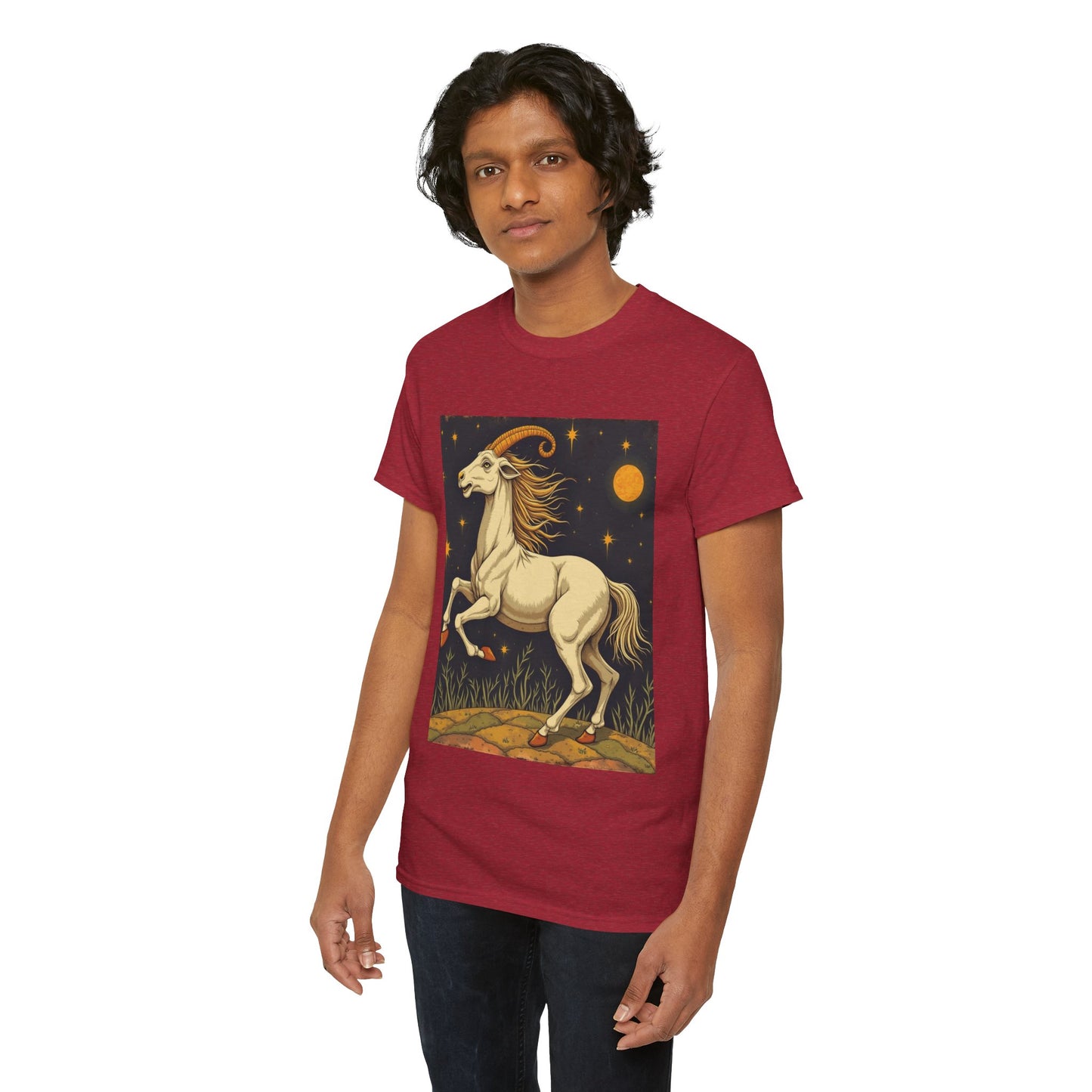 Unisex Heavy Cotton T-Shirt, Aries Animal, Zodiac Design