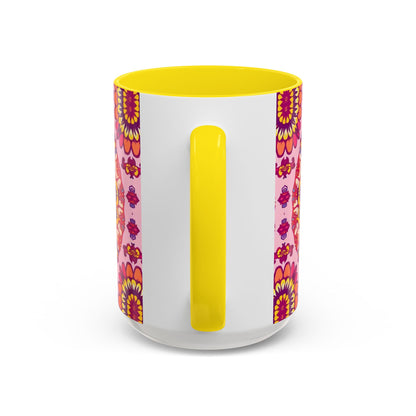 Accent Coffee Mug, Capricorn, Zodiac v3, Flower Pattern, (11, 15oz)