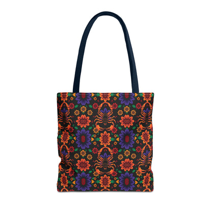 Tote Bag, (AOP), Scorpio, Zodiac v6, Flower Pattern
