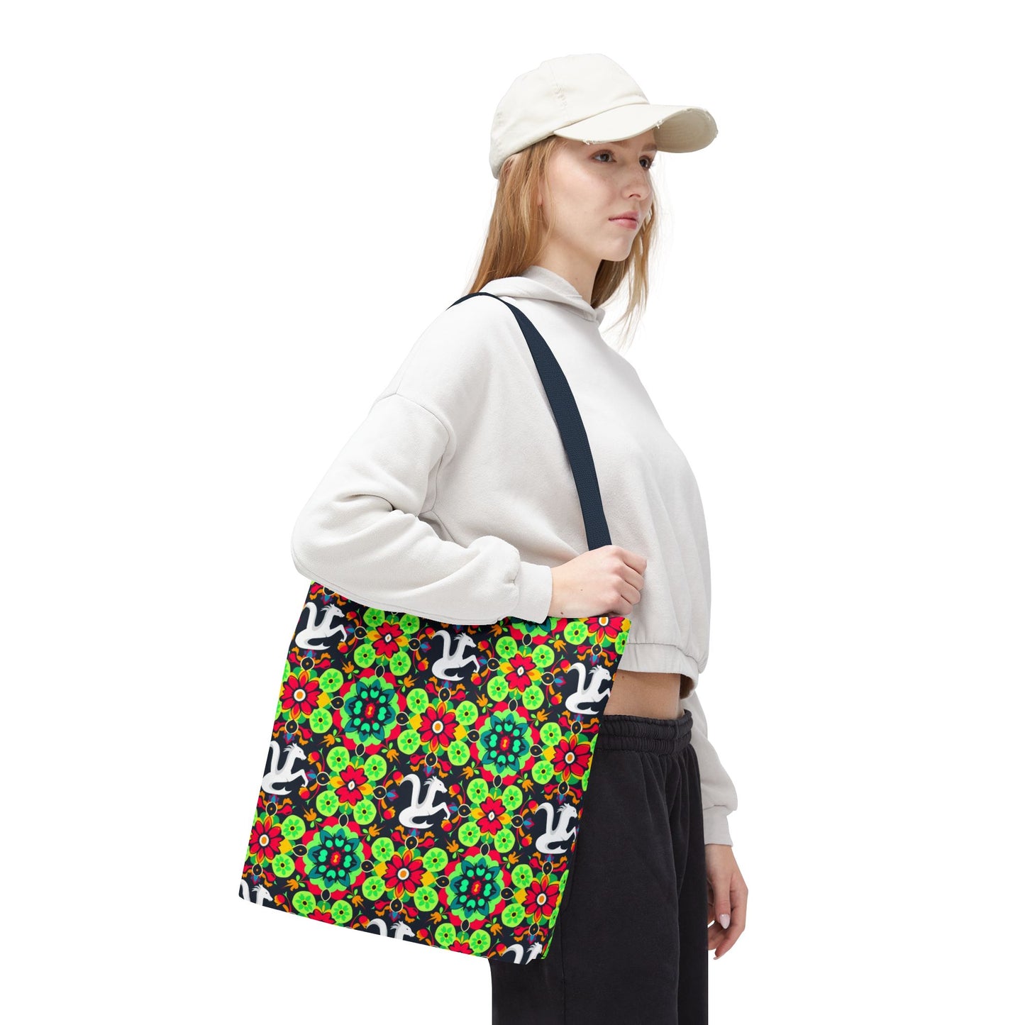 Tote Bag, (AOP), Aquarius, Zodiac v4, Flower Pattern