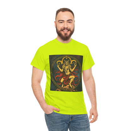 Unisex Heavy Cotton T-Shirt, Aries God 2v, Zodiac Design