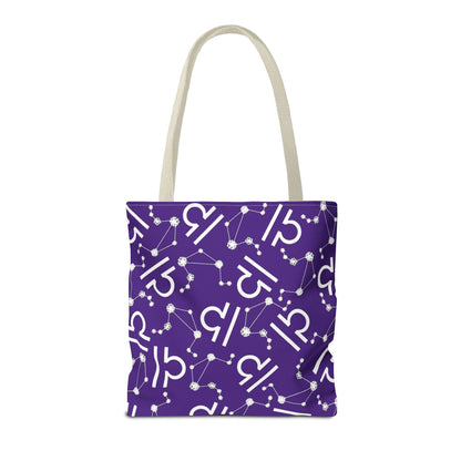 Tote Bag, Libra Zodiac Sign, AOP, (Purple, White)