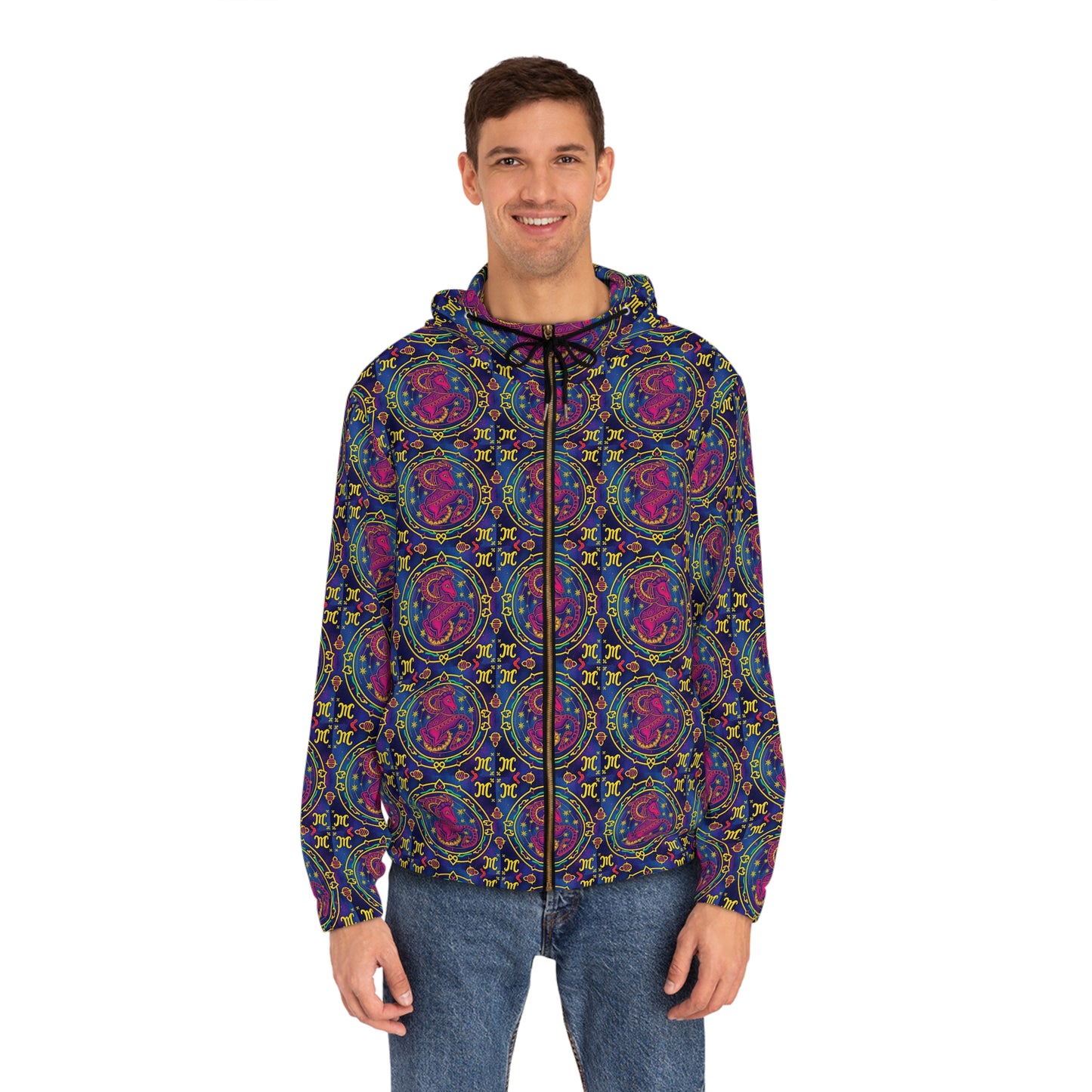 Full-Zip Hoodie (AOP), Capricorn, Zodiac v3, Pattern