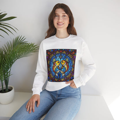 Unisex Heavy Blend™ Crewneck Sweatshirt, Glass 1, Pisces Zodiac Design