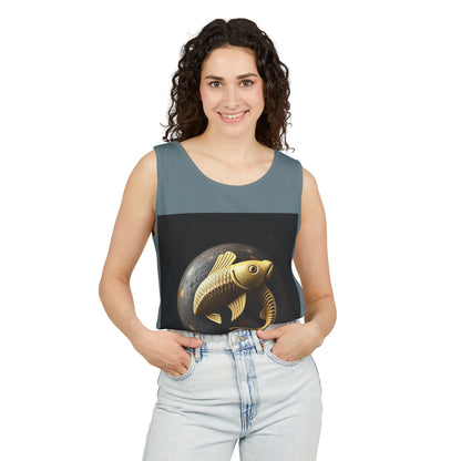Unisex Garment-Dyed, Tank Top, Pisces Design, Space Animal v1, 100% US cotton
