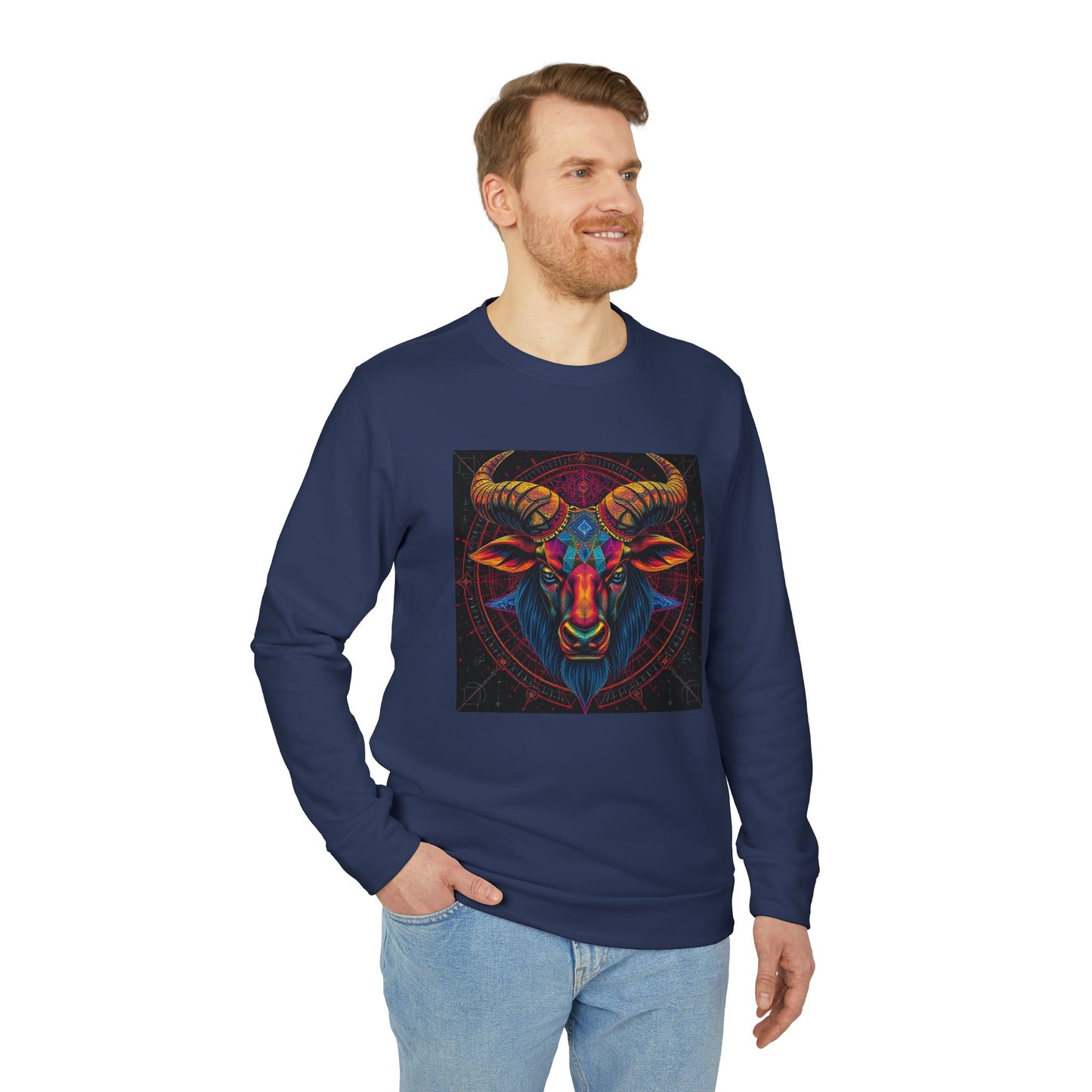 Adidas, Unisex Fleece Crewneck Sweatshirt, Taurus, Pop Art 2, Zodiac