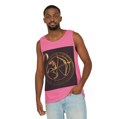 Unisex Garment-Dyed, Tank Top, Sagittarius Design, Planet Symbol v1, 100% US cotton