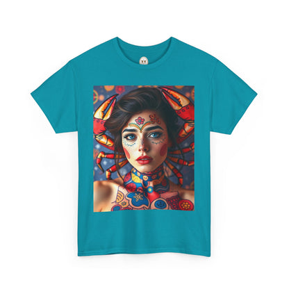Unisex Heavy Cotton T-Shirt, Cancer, Zodiac v1, Sexy Art