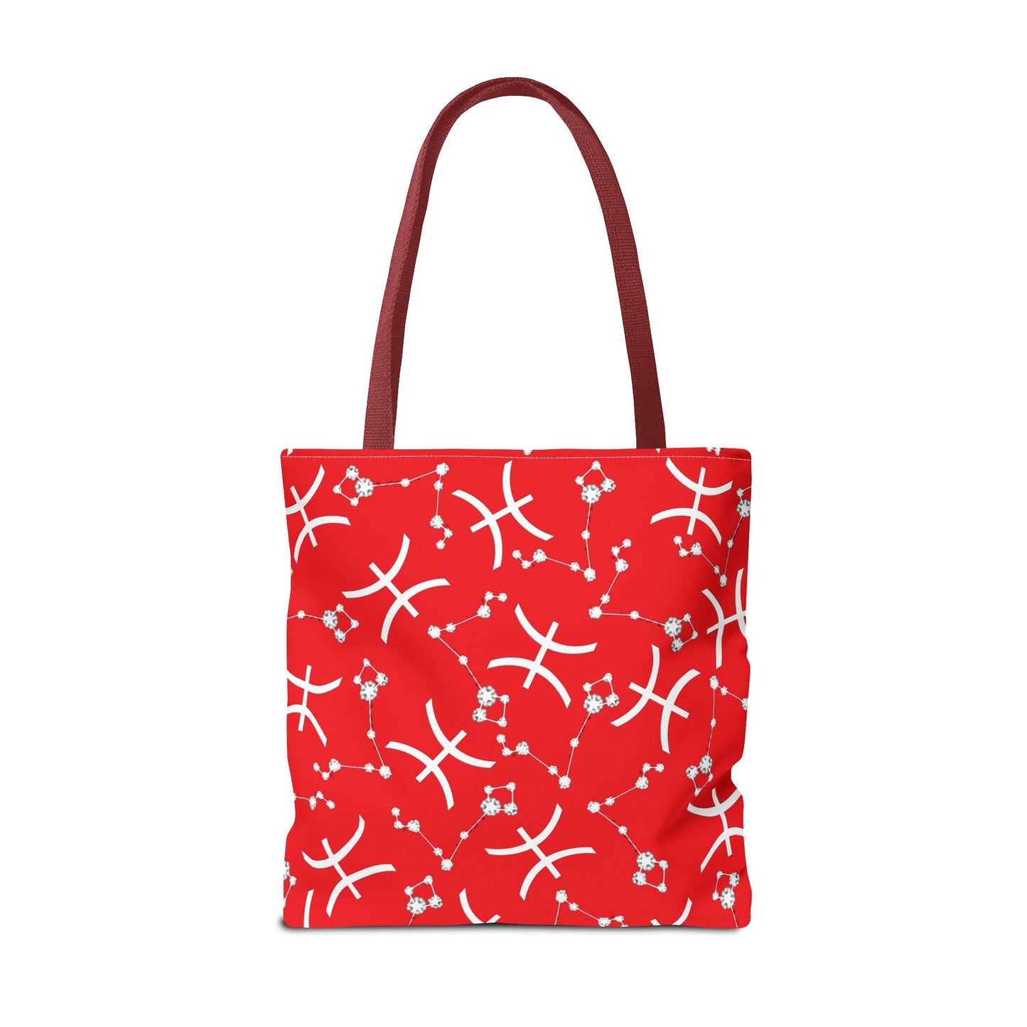 Tote Bag, Pisces Zodiac Sign, AOP, (Red, White)
